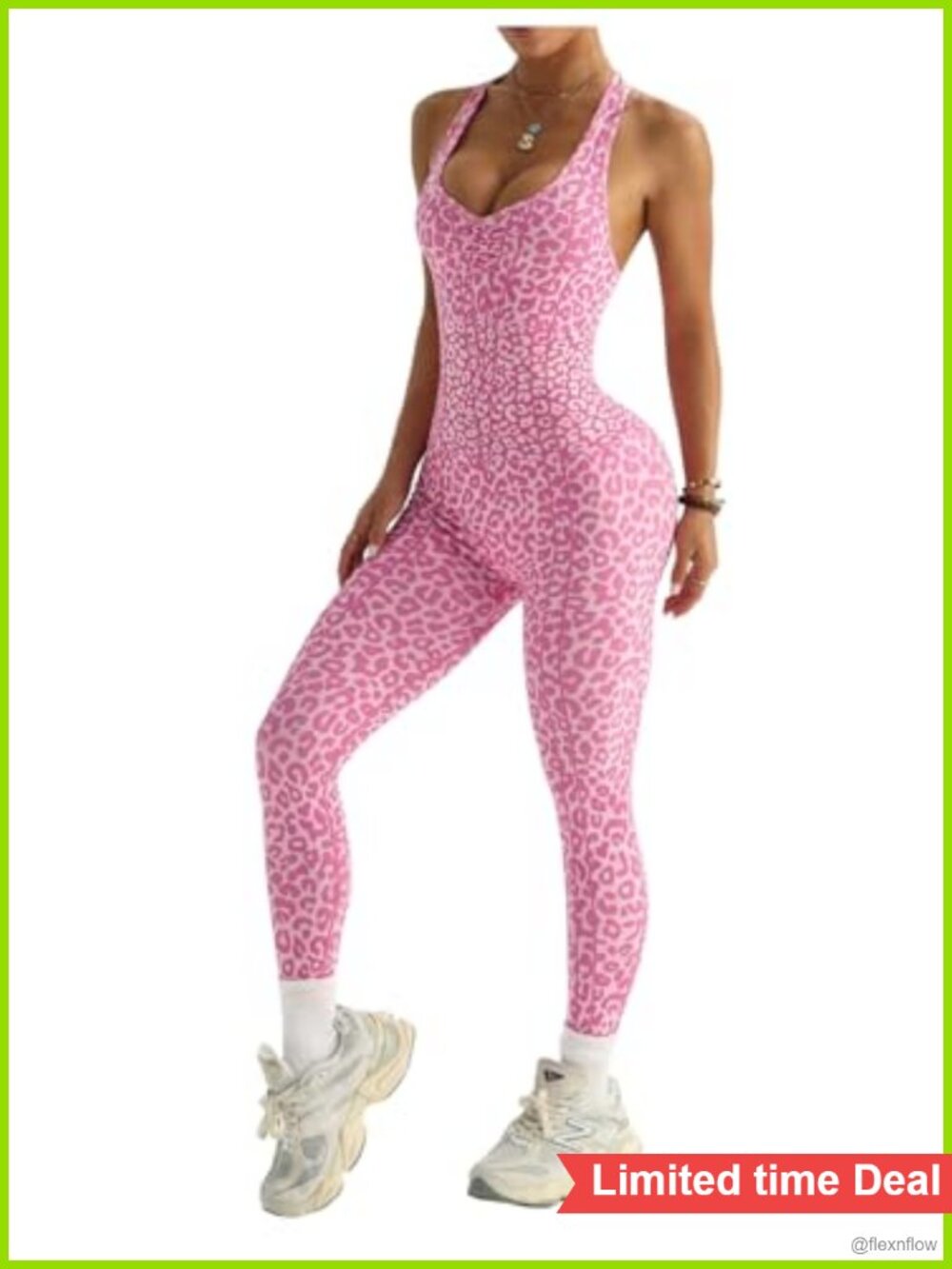 Women's Leopard Workout Jumpsuit Sleeveless Sports Romper